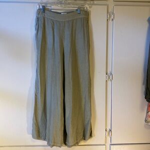 Wide leg linen trousers with pockets Nicole Miller